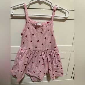 Pink Ladybug Patterned Dress & Cream With Flowers Dress With Buttons